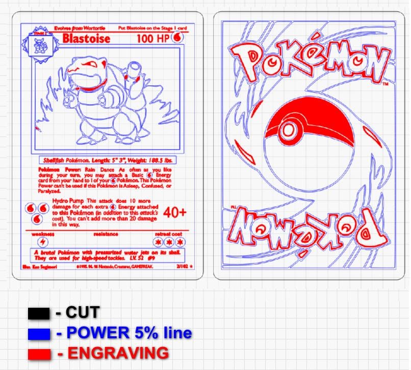 Blastoise Vector Blastoise, Pokemon Card Vector for Laser Cutter, Lightburn, SVG, PDF ...