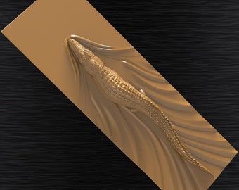 3D Stl-Modell Fräser-Datei, Schwimmen, Krokodil, Aligator, 3D Stl-Datei, Relief, Vectric, Aspire, Staffelei, Cnc-Schnitt-Dateien, Digitaler Dateidownload