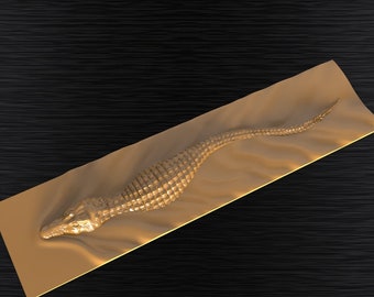 3D Stl-Modell Fräser-Datei, Schwimmen, Krokodil, Aligator, 3d Stl-Datei, Relief, Vectric, Aspire, Staffelei, Cnc-Schnitt-Dateien, Digitaler Datei-Download 2