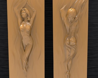 3D-stl-model routerbestand, zwemmende naakte vrouw meisje decor 3d stl-bestand, reliëf, vectric, aspire, ezel, cnc-gesneden bestanden, digitale bestandsdownload