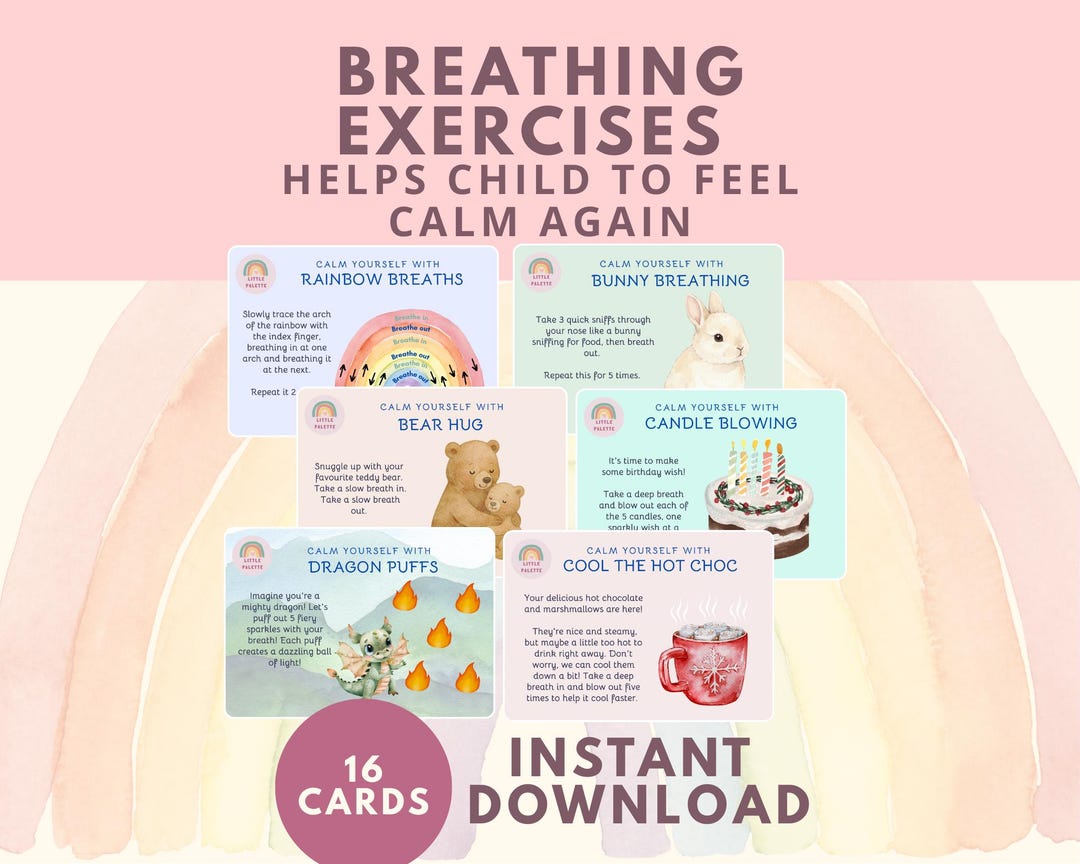 16 Breathing Exercises for Kids | Emotional Regulation Card | Calm Down ...
