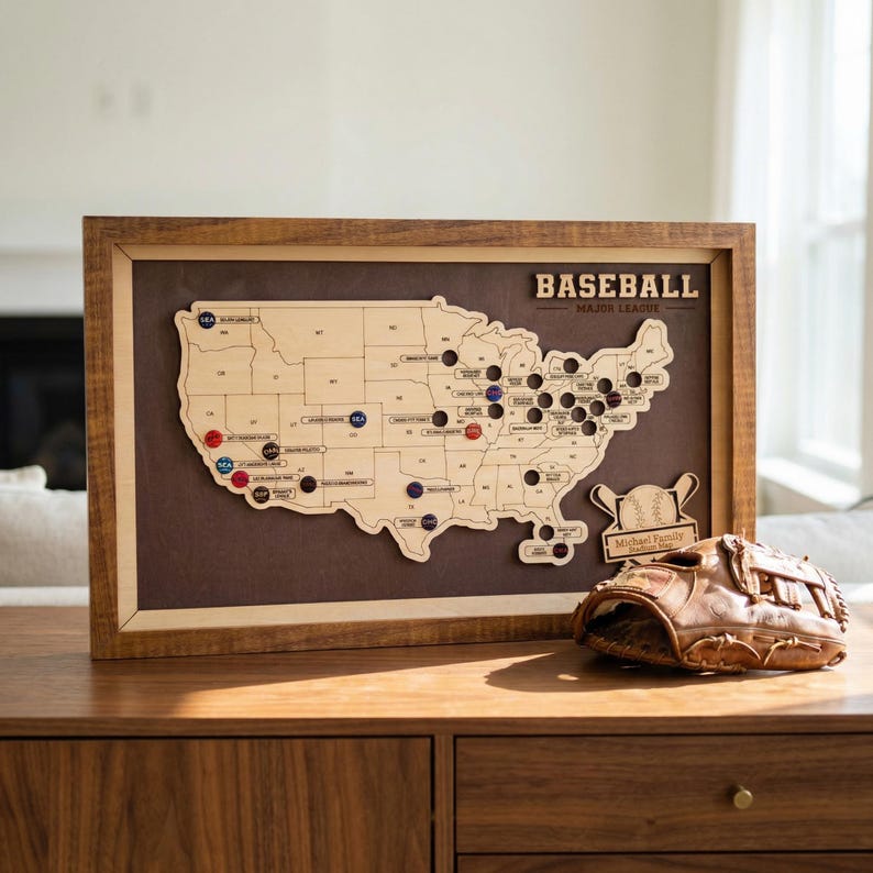 Personalized Baseball Stadium Map – Wooden MLB Ballpark Art Gift for ...
