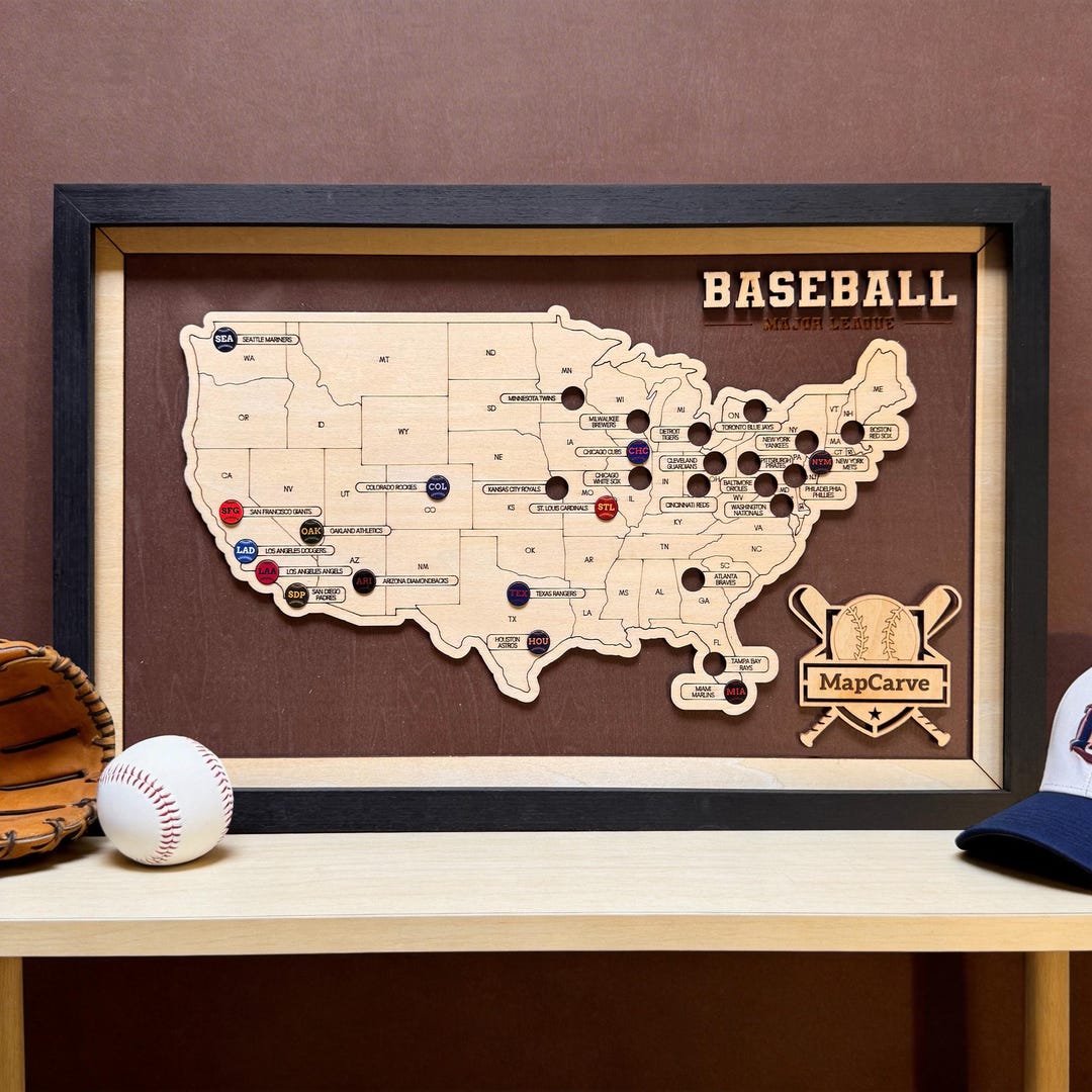Mlb Support Map Personalized MLB Stadium Map Poster – Custom Travel Art & Ballpark ...
