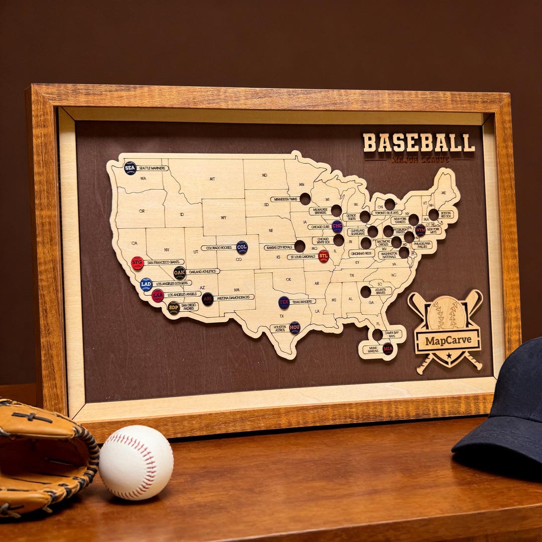 Personalized Baseball Stadium Map – 3D Wood Ballpark Art Gift for MLB ...