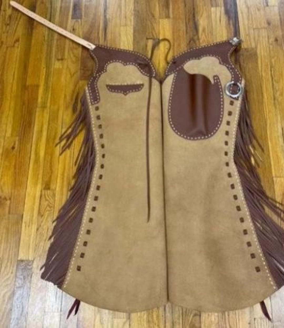 Native Chaps Handcrafted Brown Leather Cowgirl Chaps, Native American Suede Leather ...