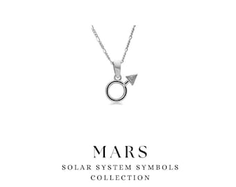 Mars Symbol Pendant – Sterling Silver, Cubic Zirconia, Aries Zodiac