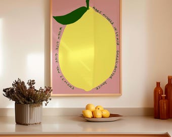 Lemon Kitchen Art Print: Modern Minimalist Decor