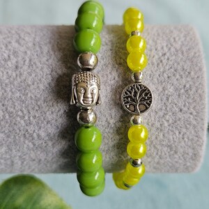 Bracelet set of 2 green tree of life