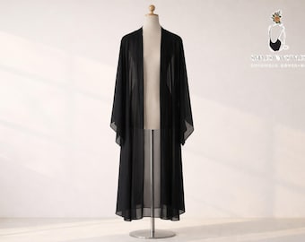 Cardigan lungo in chiffon trasparente / Kimono ampio con apertura frontale