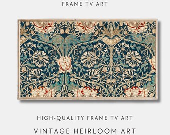 Arte para TV con marco floral de William Morris: Impresión botánica vintage (descarga digital)
