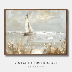 Vintage Segelboot Gemälde: Küsten Strandhaus Kunst (Digitaler Download)