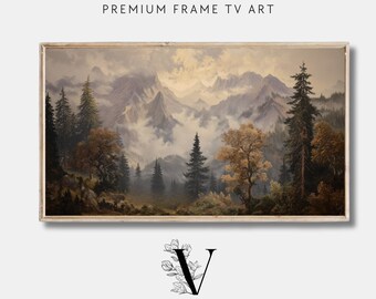 Moody Mountain Landscape Frame TV Art, Autumn Forest Scene Digital Download, Rustic Fall Decor for Samsung Frame TV