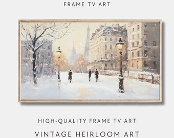 Paris Winter Landscape Frame TV Art: Vintage Snowy City (Digital Download)