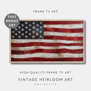 Samsung Frame Tv Art Patriotic 4th of July TV Art, Vintage Independence Day Party Decor TV Background, American Flag Painting, USA Tv Art