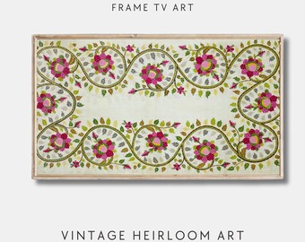 Marco vintage para TV con bordado floral de William Morris (descarga digital)