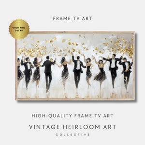 New Year&#39;s Eve Party Frame TV Art: Gold Leaf Detail (Digital Download)