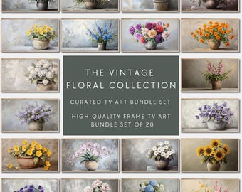 Frame Tv Art Bundle, Vintage Floral TV Art Set: Seasonal Floral Painting Collection (Digital Download)