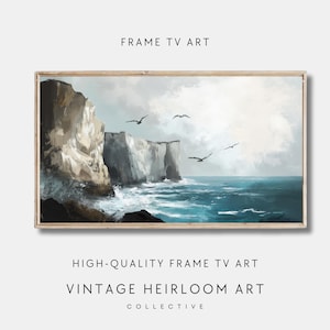 Coastal Beach Painting for Frame TV: Abstract Ocean Seascape (Digital Download)