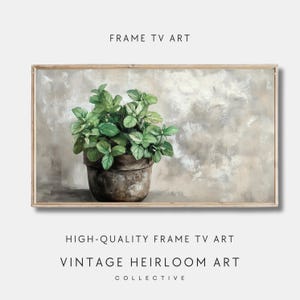Samsung Frame TV Art Herb Spring Summer Tv Art Rustic Herb Plant Oil Painting for Samsung Frame TV | Farmhouse Kitchen Decor Frame TV Decor