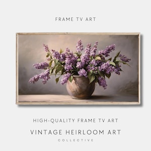 Moody Lilac Floral Frame TV Art: Vintage Botanical Decor (Digital Download)