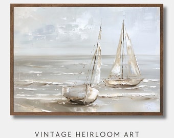 Pintura al óleo de un velero antiguo: Arte marino en tonos apagados (Descarga digital)