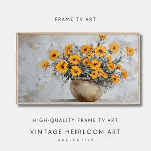 Fall Frame TV Art, Yellow Wildflowers Digital Download for Samsung Frame TV,Bright Floral TV Artwork, Wildflower Tv Art, Halloween Decor