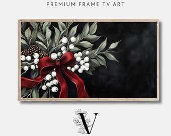Weihnachtsrahmen TV Kunst, Ralph Lauren Weihnachten inspiriert Urlaub Dekor, klassische Erb Weihnachtsmalerei, Samsung Rahmen digitaler Download
