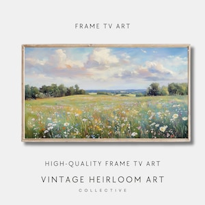 Samsung Frame Tv Art Frühling Wildblumen, digitaler Download, warmer Ton Wildblumen Kunst, Blumenwiese Gemälde, Wildblumenfeld