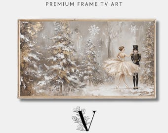 Vintage Christmas Ballerina Nutcracker Frame TV Art, Christmas Decor Screensaver (Digital Download)