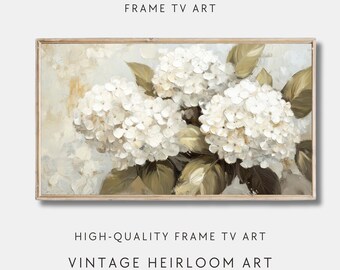 White Hydrangea Oil Painting for Samsung Frame TV (Digital Download)