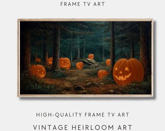 Halloween Frame TV Art, Halloween Pumpkin Frame TV Art, Autumn Dark Moody Jack-O-Lantern Painting, Spooky Halloween Tv Art, Fall Screensaver