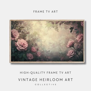 Floral Samsung Frame TV Art, Spring TV Art, Vintage Moody Pink Flowers Art, Warm Tone Roses Art, Pink Valentine&#39;s Frame TV Art, Screensaver