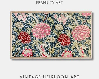 Arte para TV con marco floral de William Morris: Impresión botánica vintage (descarga digital)
