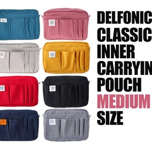 Delfonics classic inner carrying  pouch medium size, 14 pockets, stationery case, utility pouch,   cosmetic bag, A5 size [Free Shipping]