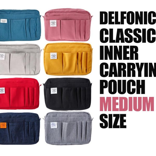 Delfonics classic inner carrying  pouch medium size, 14 pockets stationery organizer, utility case,  cosmetic bag, A5 size