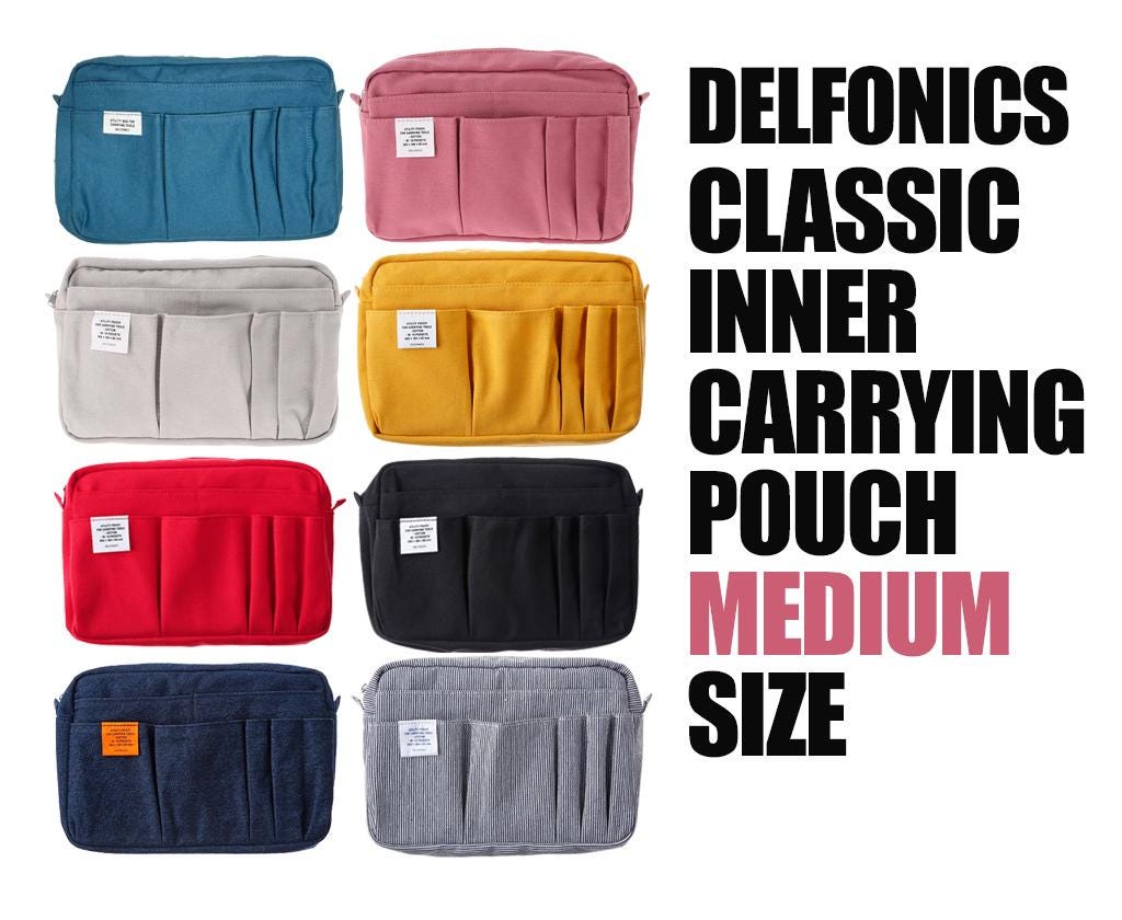 Delfonics classic inner carrying  pouch medium size, 14 pockets, stationery pouch, utility pouch,   cosmetic bag, A5 size [Free Shipping]