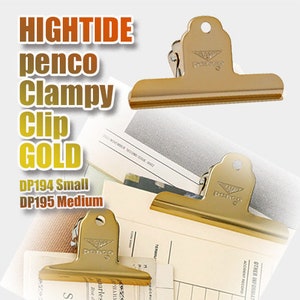 HIGHTIDE penco Clampy Steel Clip, for Planner Journal notebook crafting, Gold Clip, Choose the Size