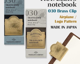 Traveler's Notebook  030 Brass Clip, Airplane pattern, TRC Logo Pattern