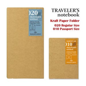 Traveler's Notebook Kraft Paper Folder, 020 Regular Size, 010 Passport Size, Made in Japan