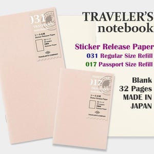 Traveler's Notebook Sticker Release Paper Refill, 031 Regular Size 017 Passport Size