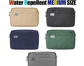 Delfonics Water Repellent inner carrying  pouch medium size, 10 pockets, stationery organizer, utility case, cosmetic bag, A5 size