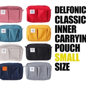 Delfonics classic inner carrying  pouch small size, 10 pockets, stationery organizer, utility case, cosmetic bag, A6 size