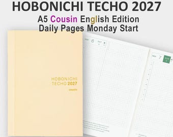 HOBONICHI TECHO 2027 A5 Size COUSIN English Edition, Daily Pages, Monday Start