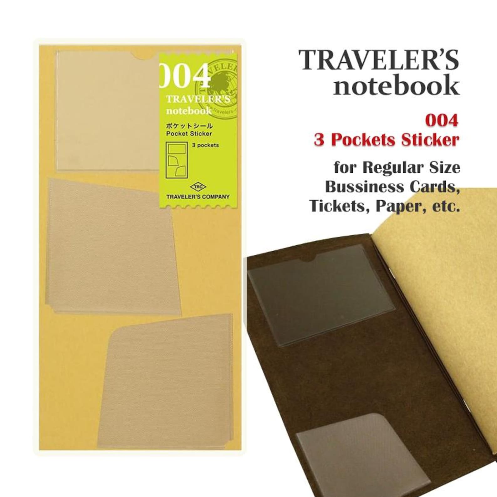 Traveler's Notebook 004 3-pockets Sticker/ 006 Pocket Sticker (L), PVC ...