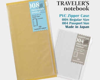 Traveler's Notebook PVC Zipper Case, 008 Regular Size, 004 Passport Size, Made in Japan