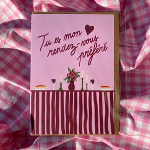 Double Valentine's Day greeting card with personalized envelope - handmade, love illustration, Valentine's Day gift idea