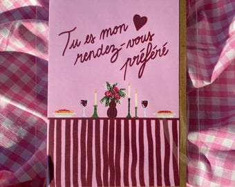 Cartão duplo de Dia dos Namorados com envelope personalizado - feito à mão, ilustração de amor, ideia de presente para o Dia dos Namorados