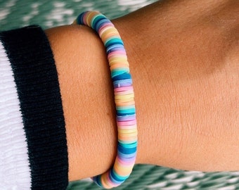 Rainbow Clay Bead Bracelet