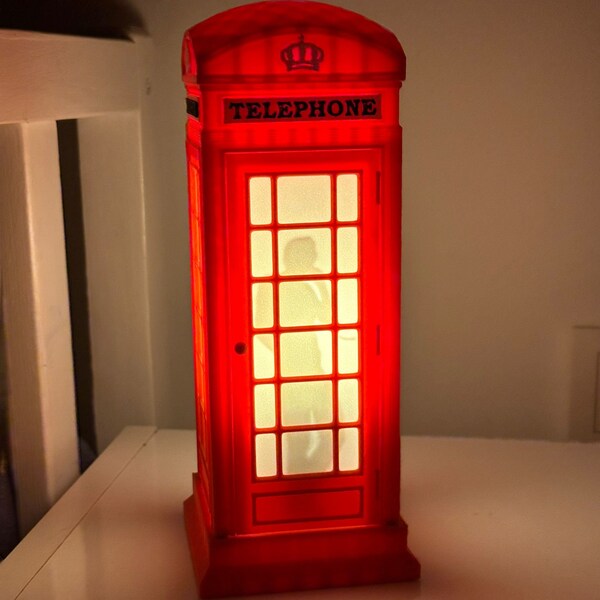 Handmade 3D London Phone Booth Night Light 22 cm x 9 cm - Personalized Design, table lamp, bedside lamp, bedroom decor