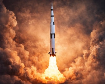 アポロ11号 サターンV型ロケットランプ – 打ち上げ効果付き宇宙ナイトライト、LEDロケットランプ、NASA風装飾、宇宙ギフト
